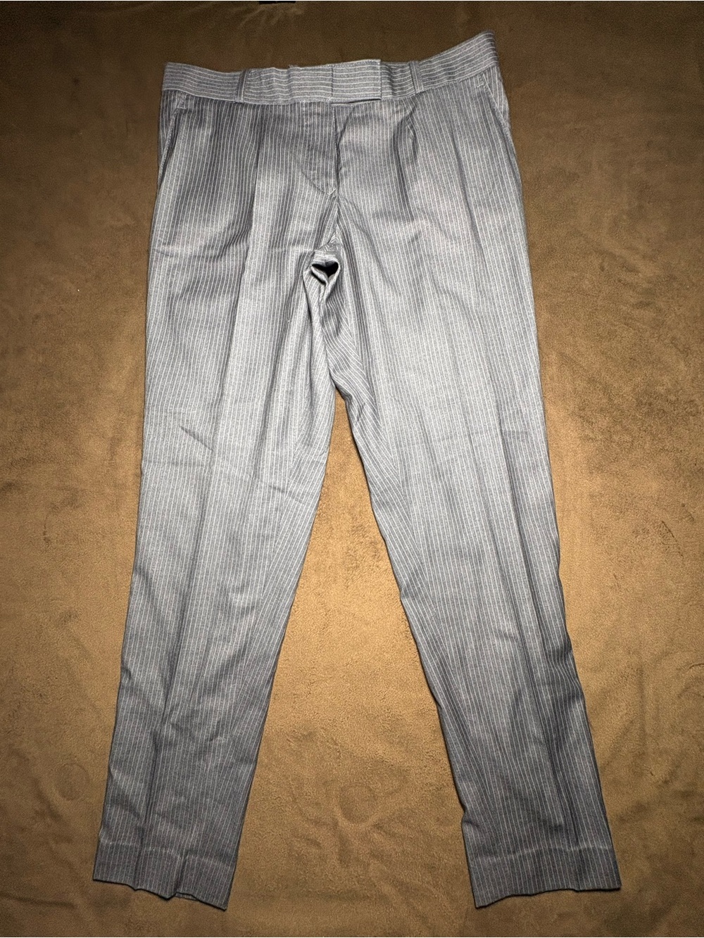Gray & White Pinstripe Slim Dress Pants - Size: Approx. 32x30